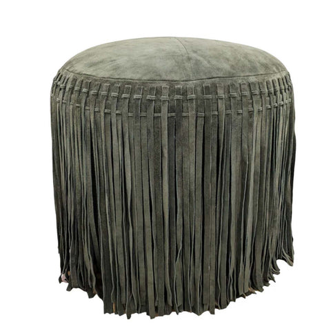 Fringe Pouf- Olive