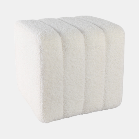 White Boucle Ottoman