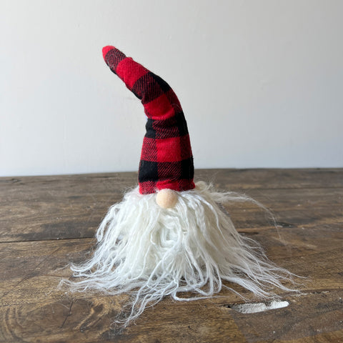 Plaid Gnome Ornament - Red/Black