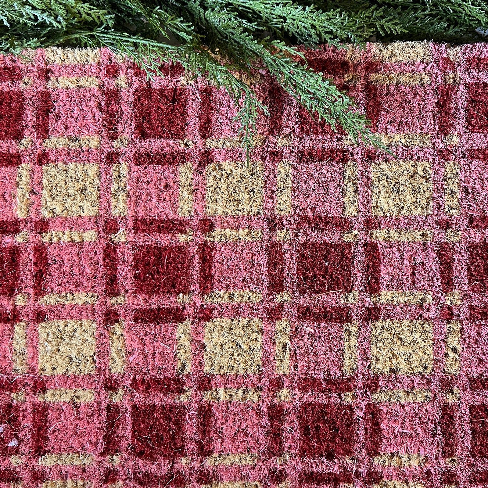 Red & Pink Plaid Doormat