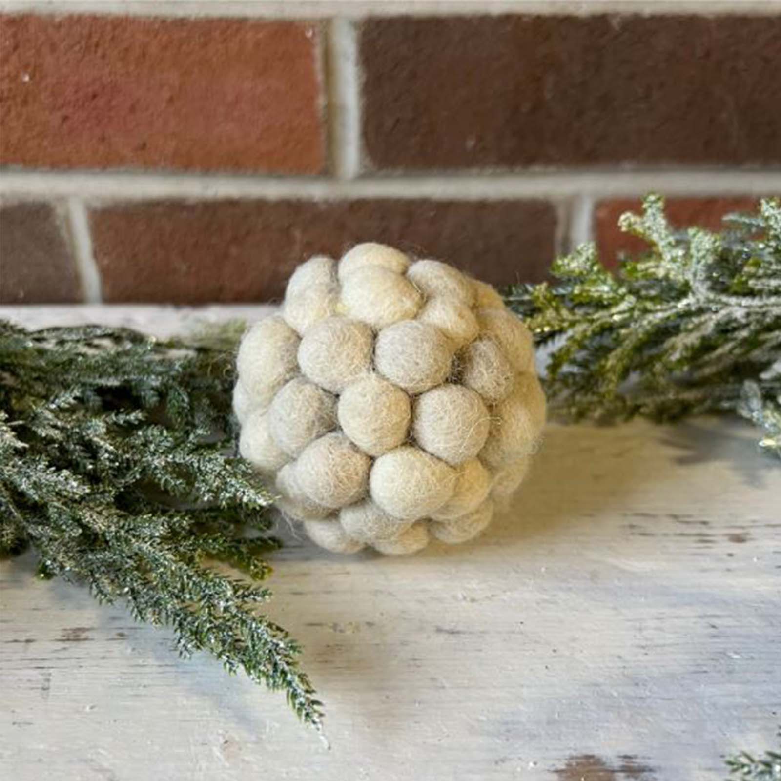 Ivory Pompom Ornament