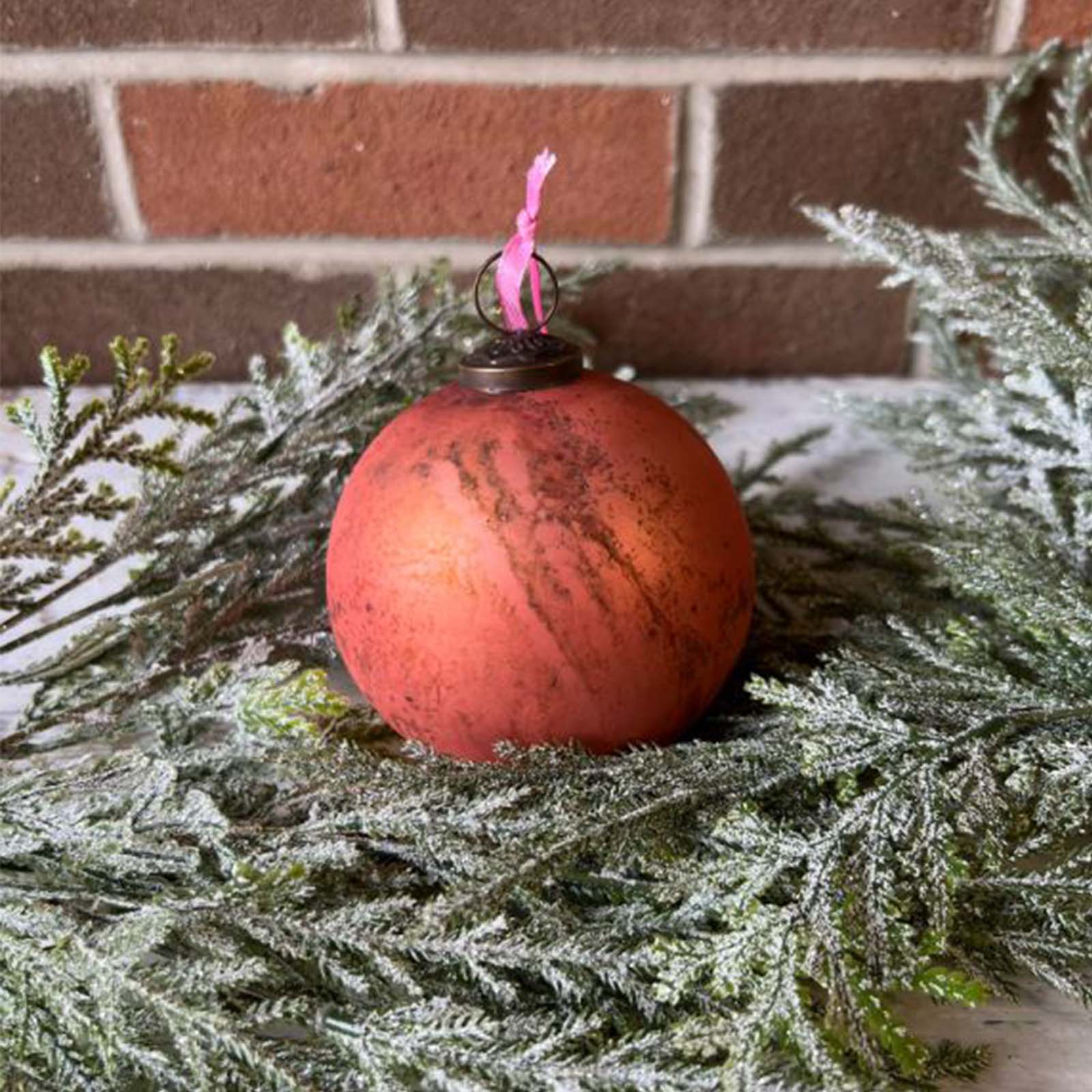 Burnt Orange Glass Ornament