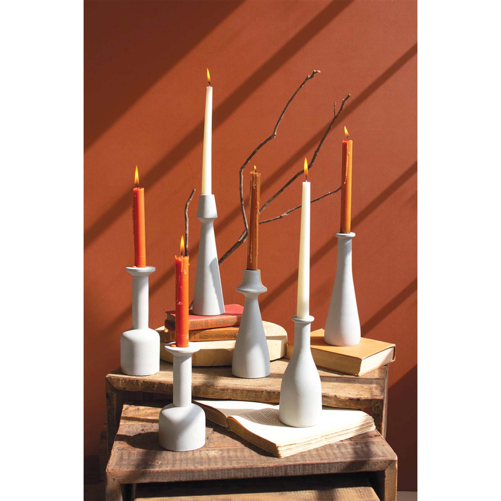 Cast Iron White Candle Holder