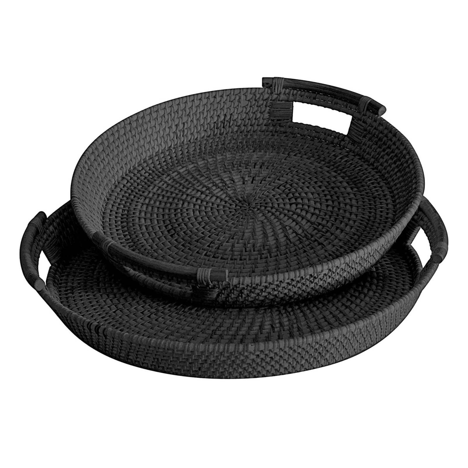 Round Capiz Black Tray