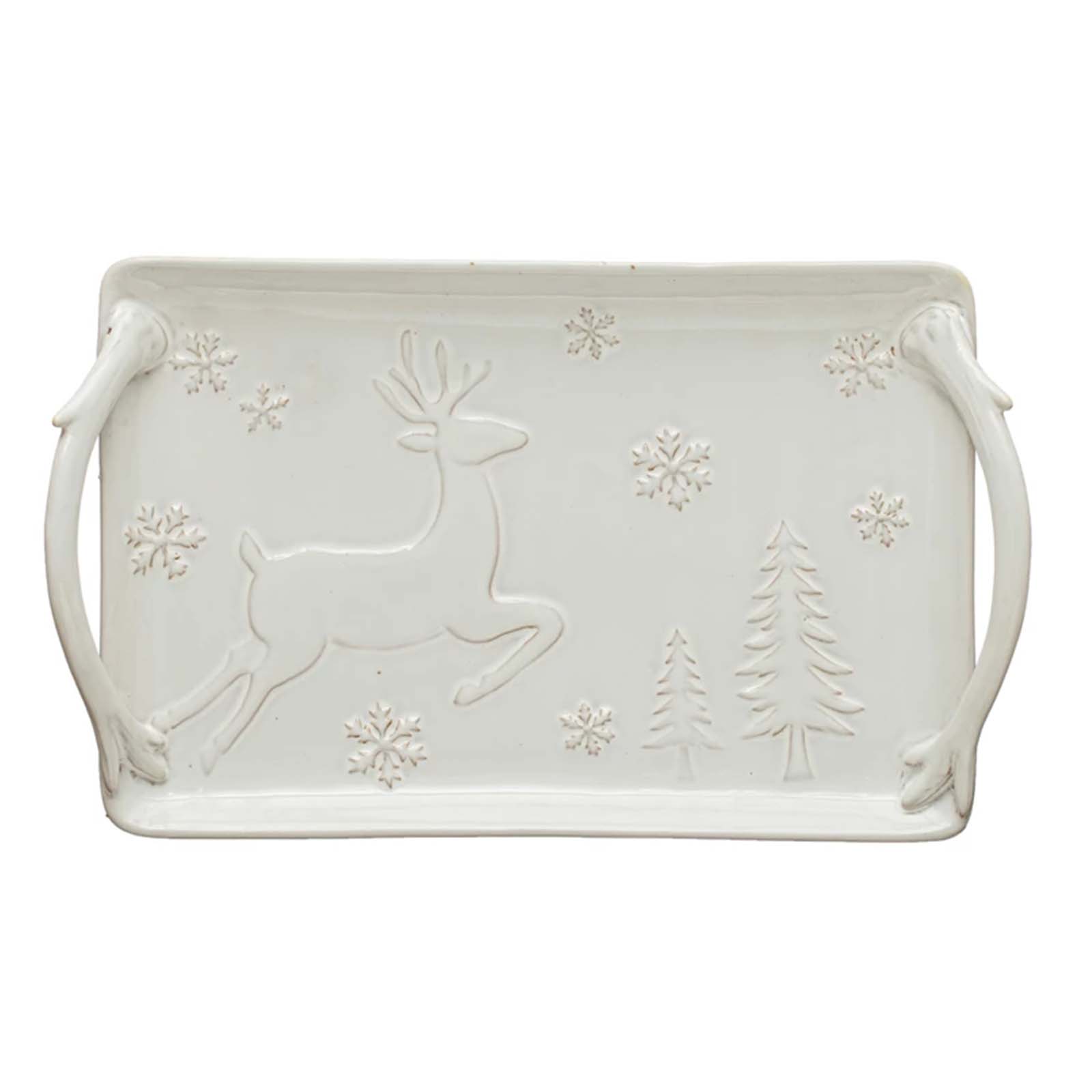 Deer, Snowflakes, and Tree Tray