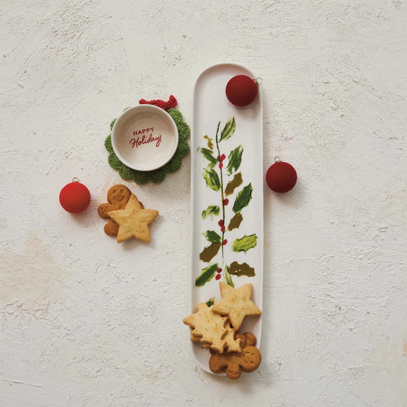 Holly Leaves and Berry Dish Set