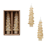 Tree Taper Candle Set with Gold Tips