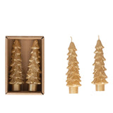 Gold Tree Taper Candle Set