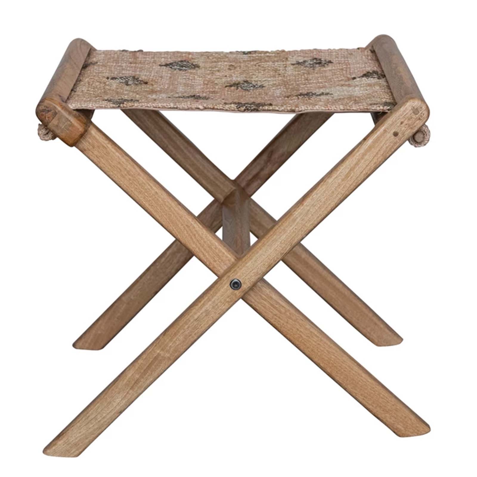 Wood & Jute Folding Stool