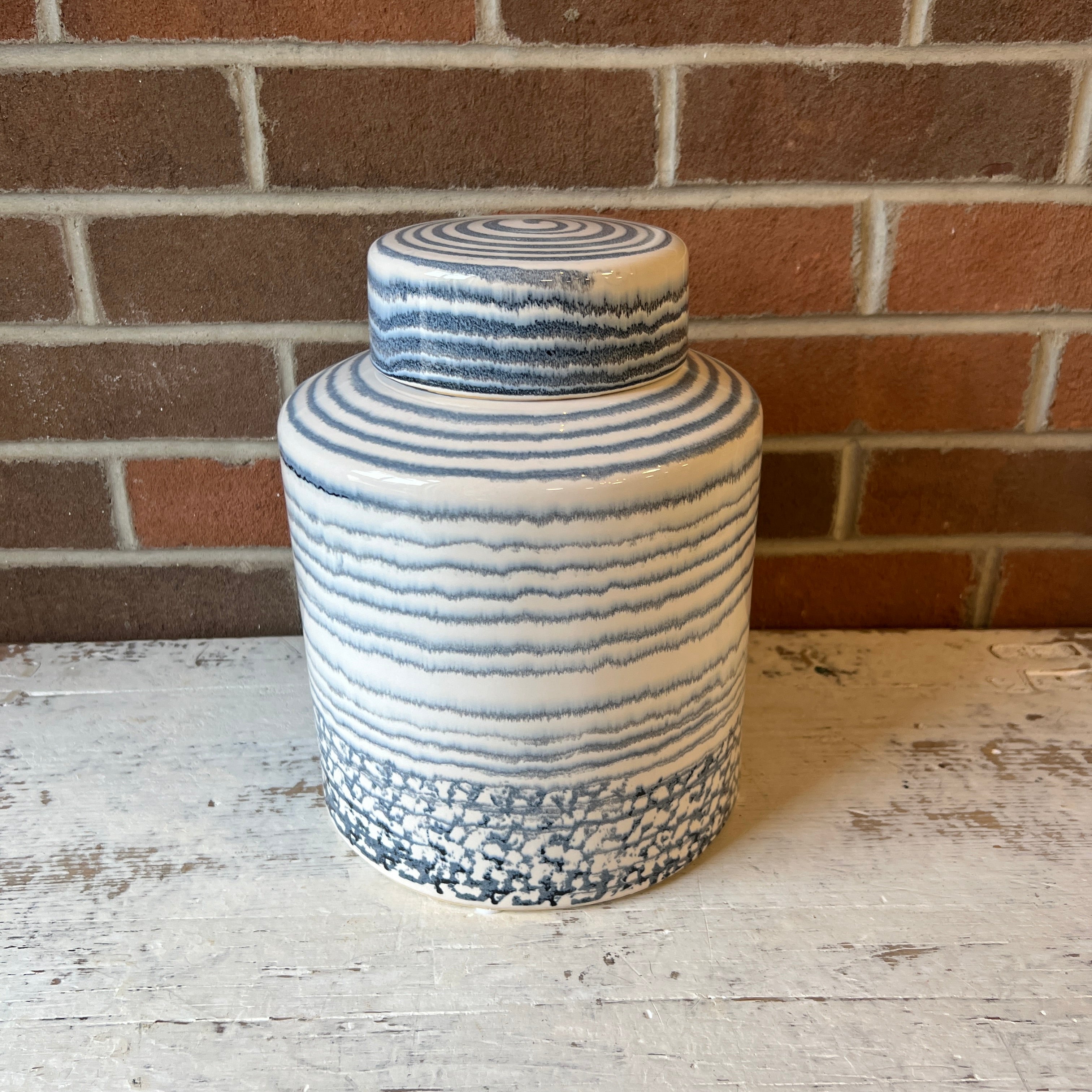 Stoneware Jar-- Blue Stripe