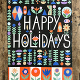 Happy Floral Holidays Tea Towel