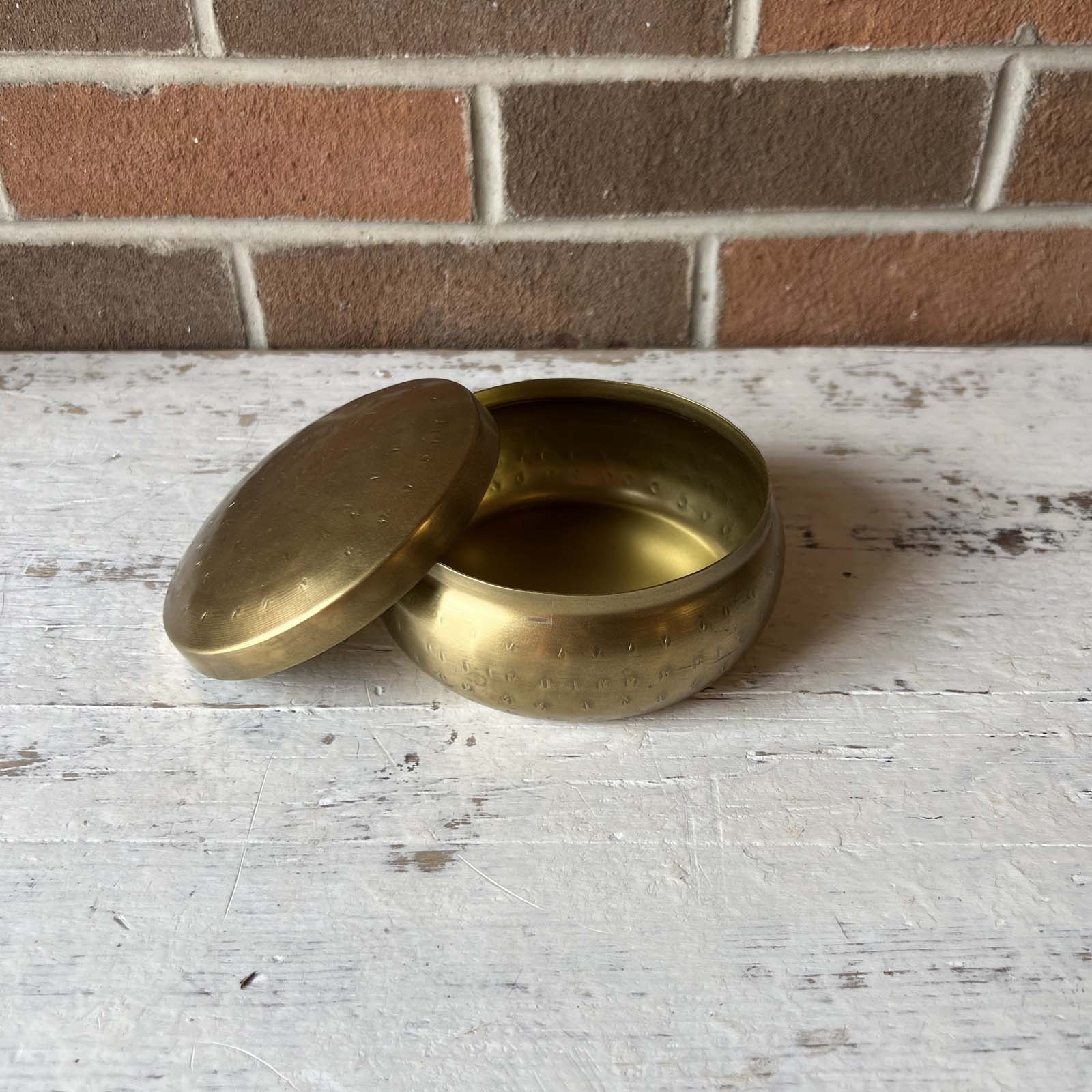 Brass Hammered Metal Container