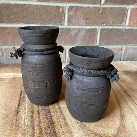 Found Wood Jug w/ Rope Handle