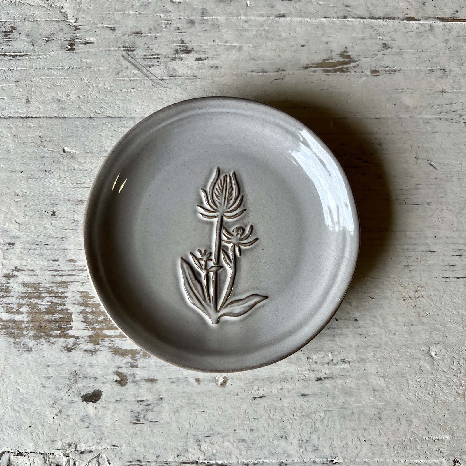 Embossed Dish with Flower