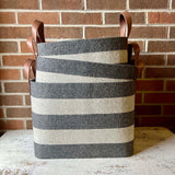 Gray Striped Felt Basket