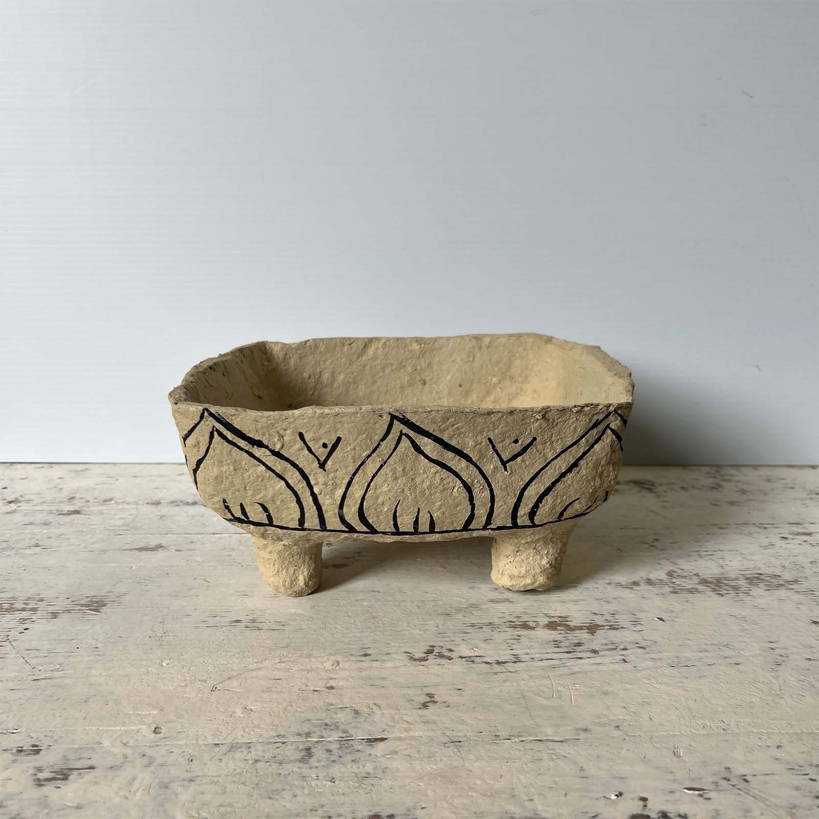 Papier Mache Footed Bowl