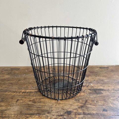 Antique Black Wire Bushel Basket