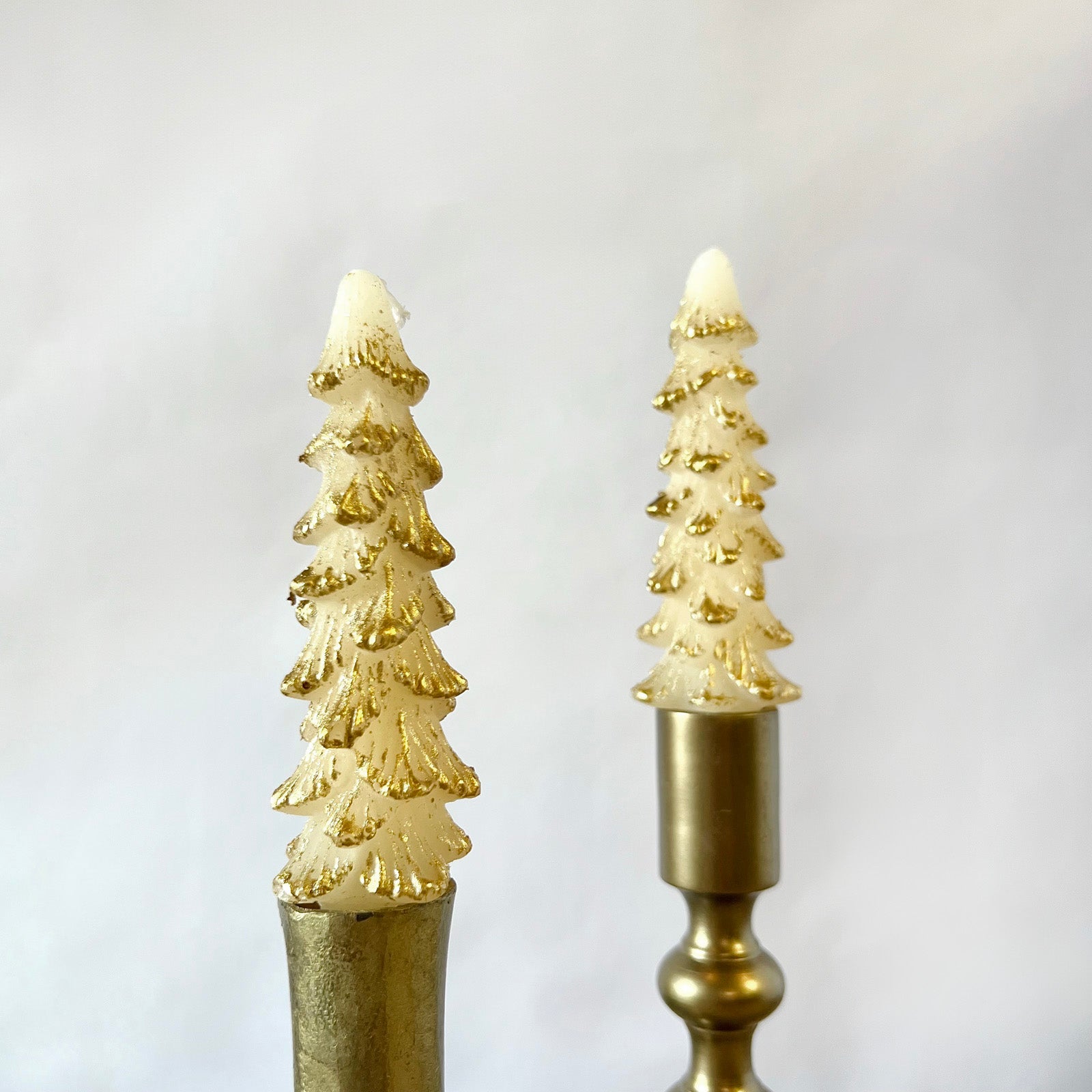 Tree Taper Candle Set with Gold Tips