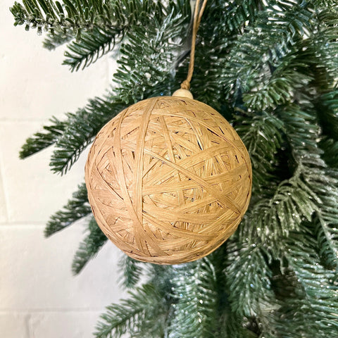 5" Tan Raffia Ball Ornament