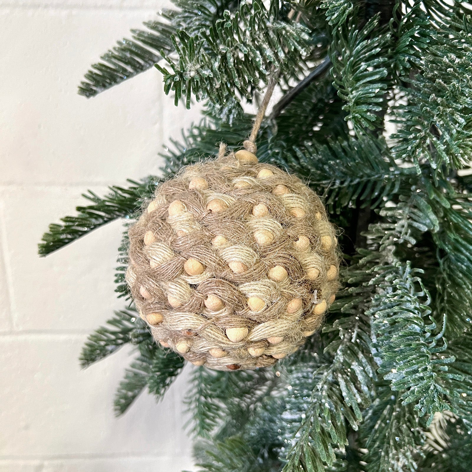 4" Jute Bead Ball Ornament