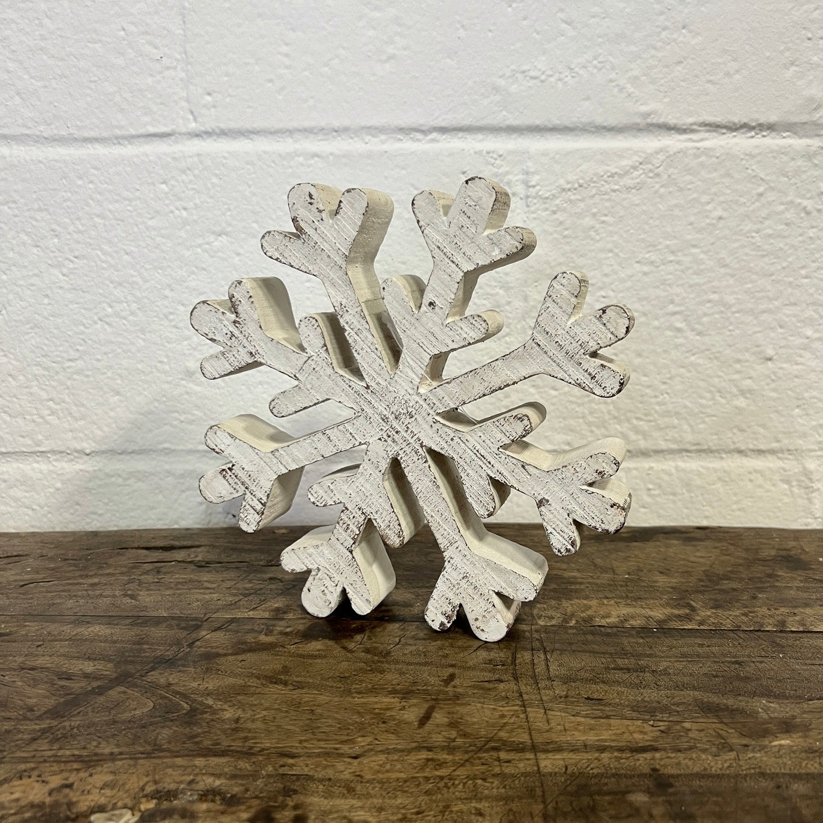 Wooden Whitewashed Snowflakes