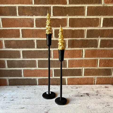 Gold Tree Taper Candle Set