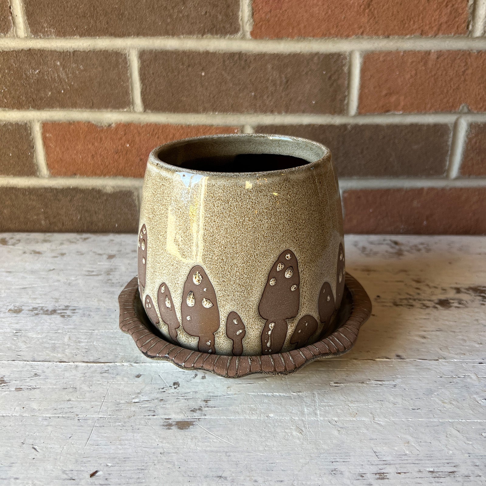 Mushroom Pot with Saucer