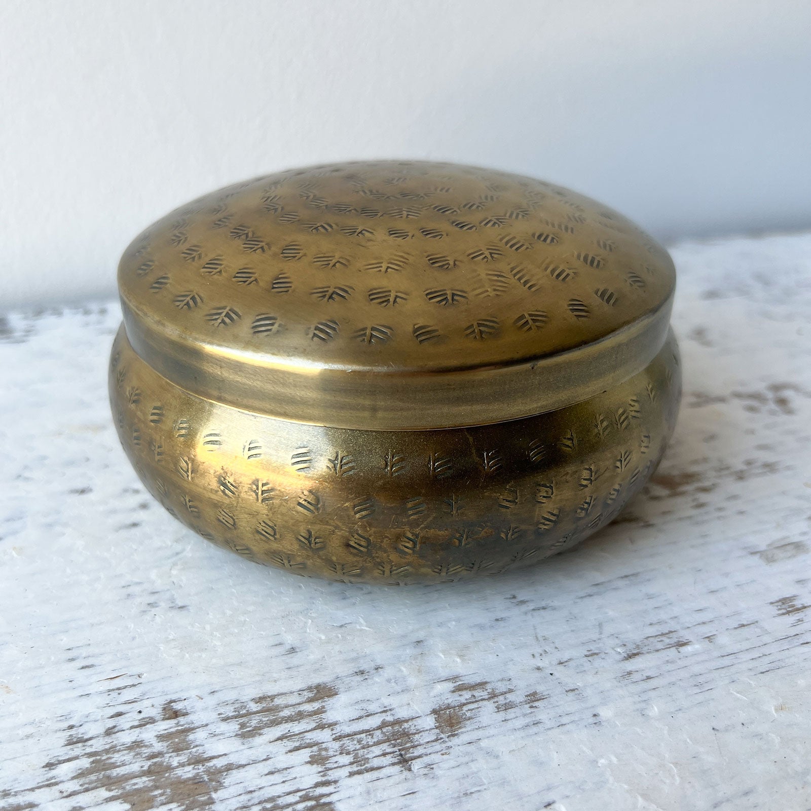 Brass Hammered Metal Container