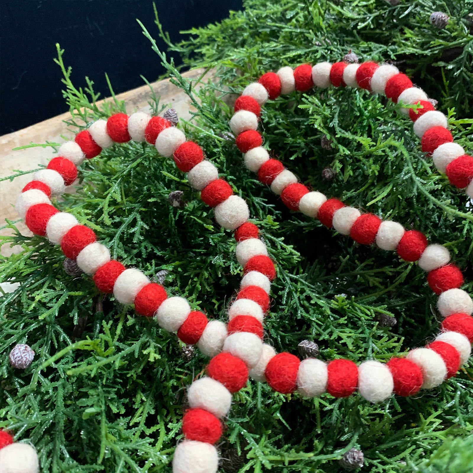 Red/White Wool Felt Garland