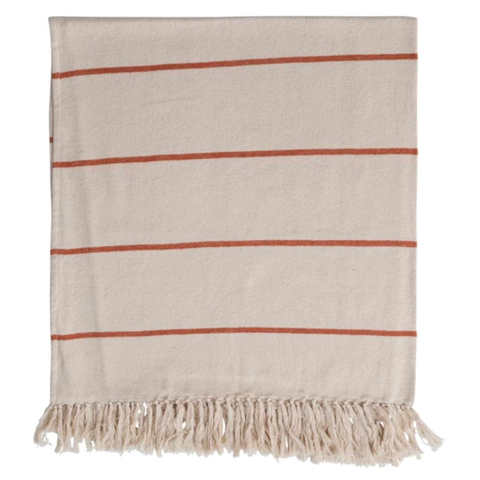 Striped Throw - Cream/Rust