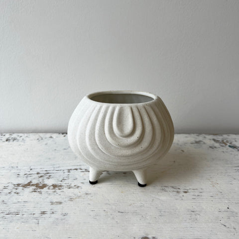 Glazed Stoneware Footed Planter