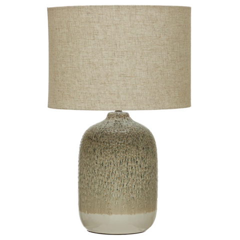 Stoneware Lamp-Linen Shade