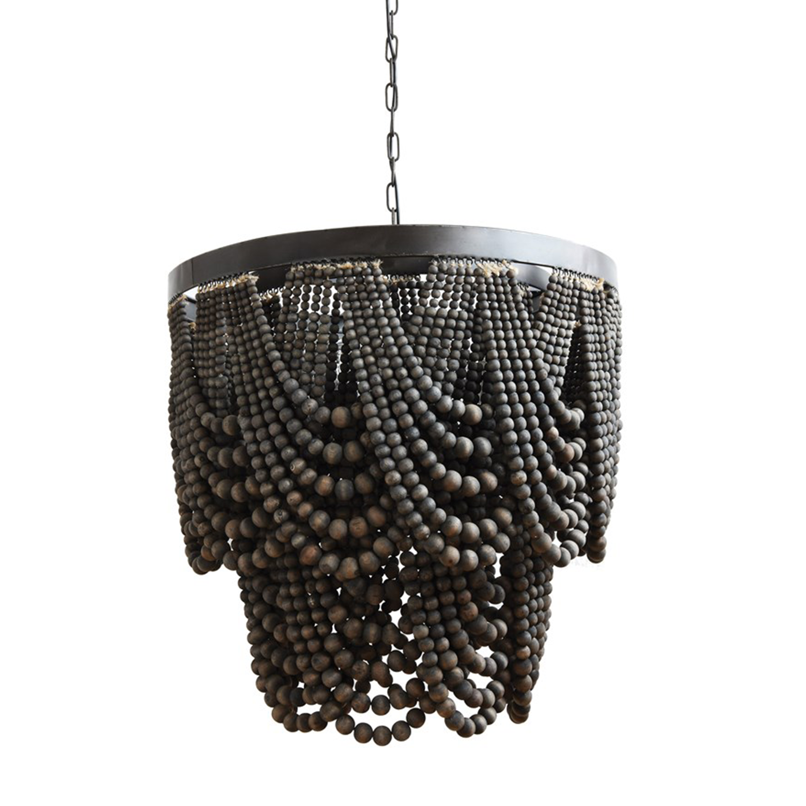 Metal and Wood Bead Chandelier