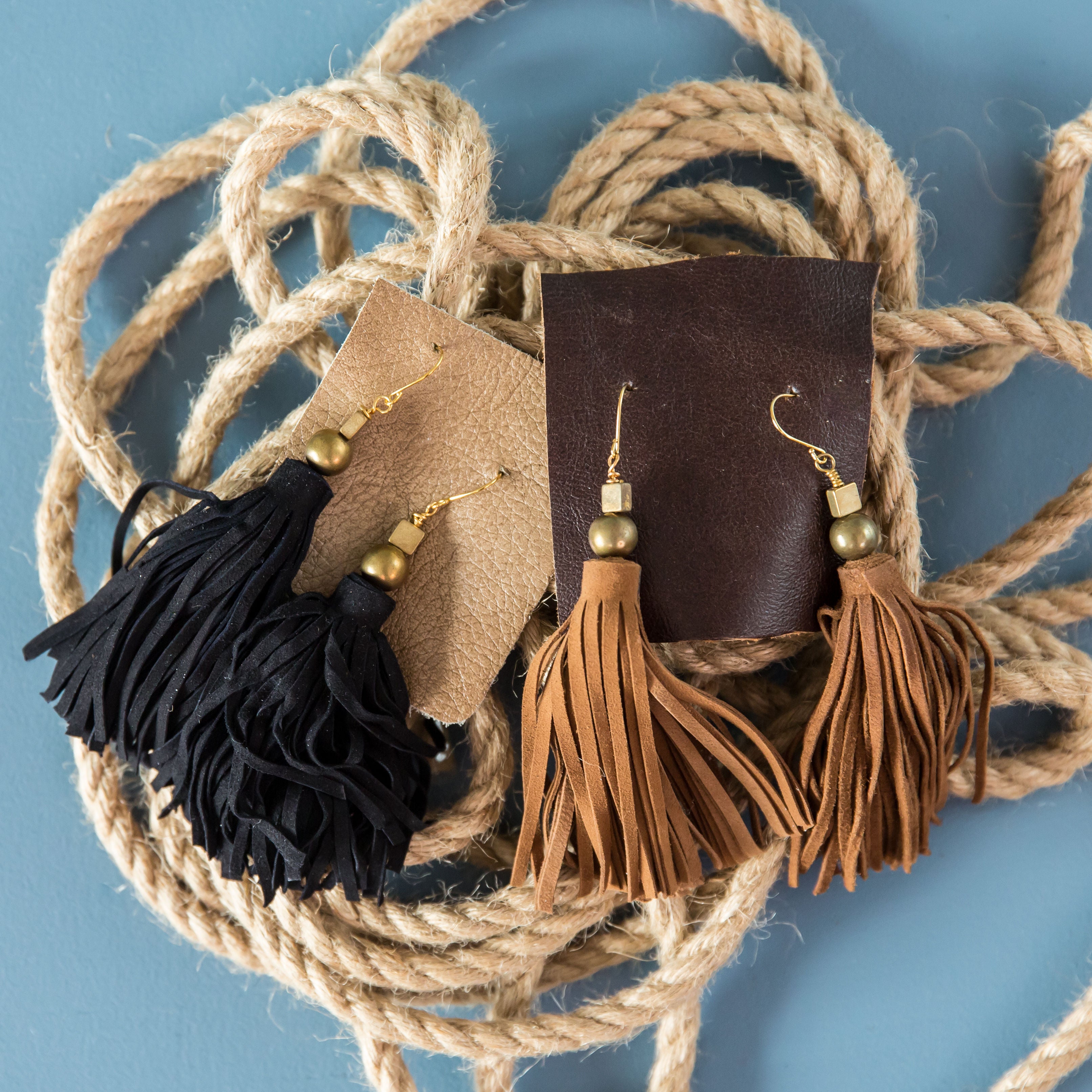 Suede Tassel Earring - Chocolate