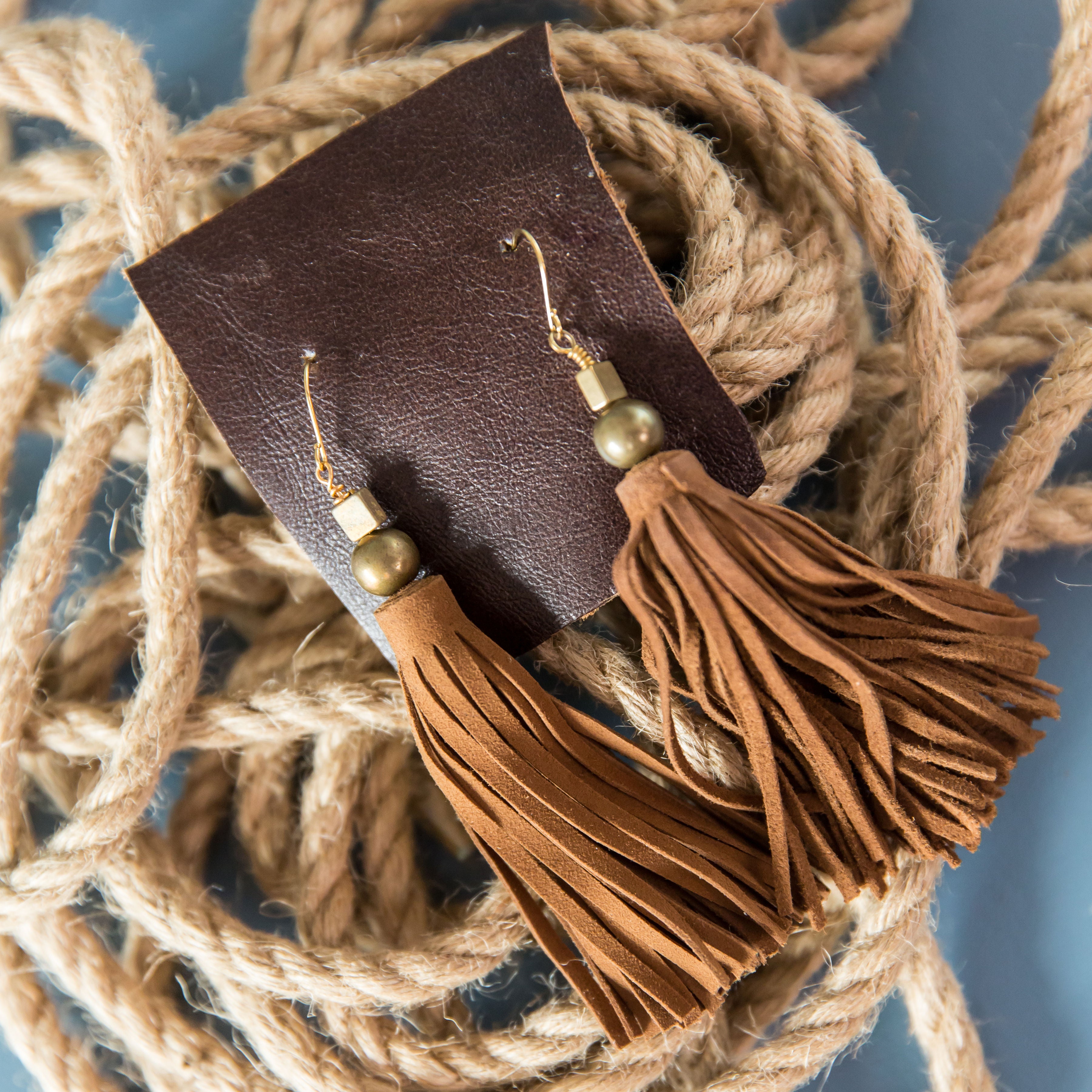 Suede Tassel Earring - Chocolate